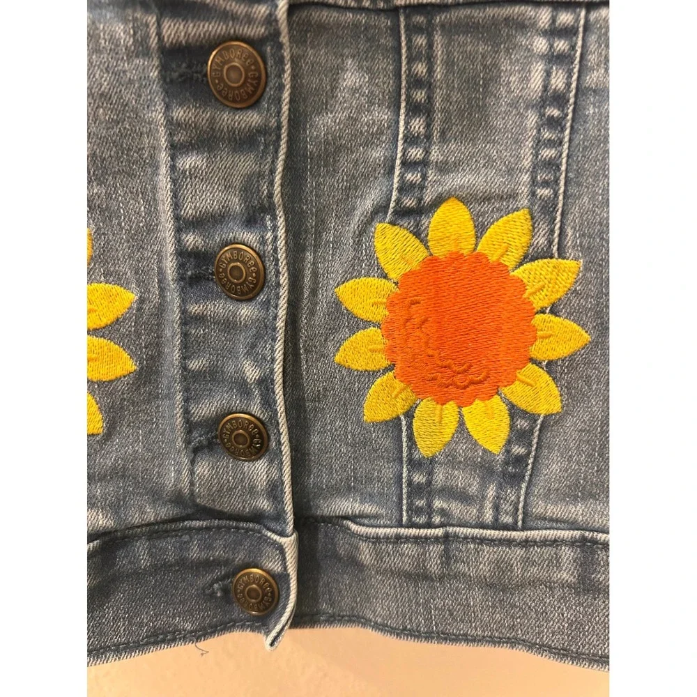 Gymboree Toddler Girls Blue Denim Sunflower Sherpa Collar Jacket 18-24M
